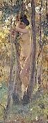 Julius LeBlanc Stewart Jeune femme nue dans un sous-bois Germany oil painting artist